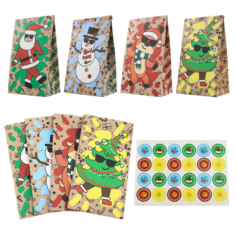 Xmas Food Snacks - 크리스마스 종이 가방 24Pcs 새로운 사각형
