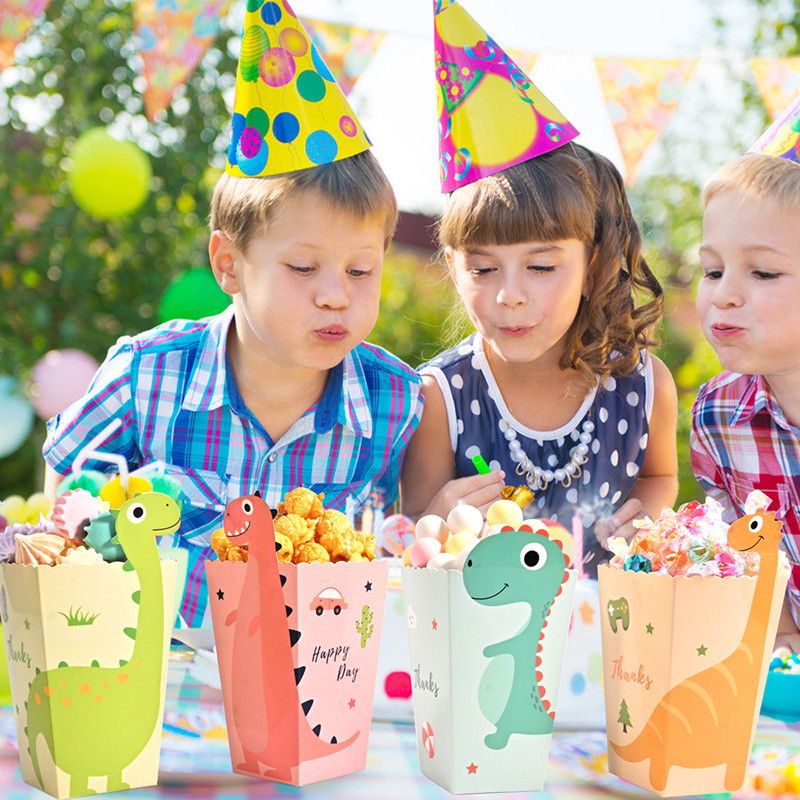 4Pcs 만화 공룡 상자 공룡 팝 옥수수 테마 생일 축 - Food Snacks For Kids 리뷰 및 가격