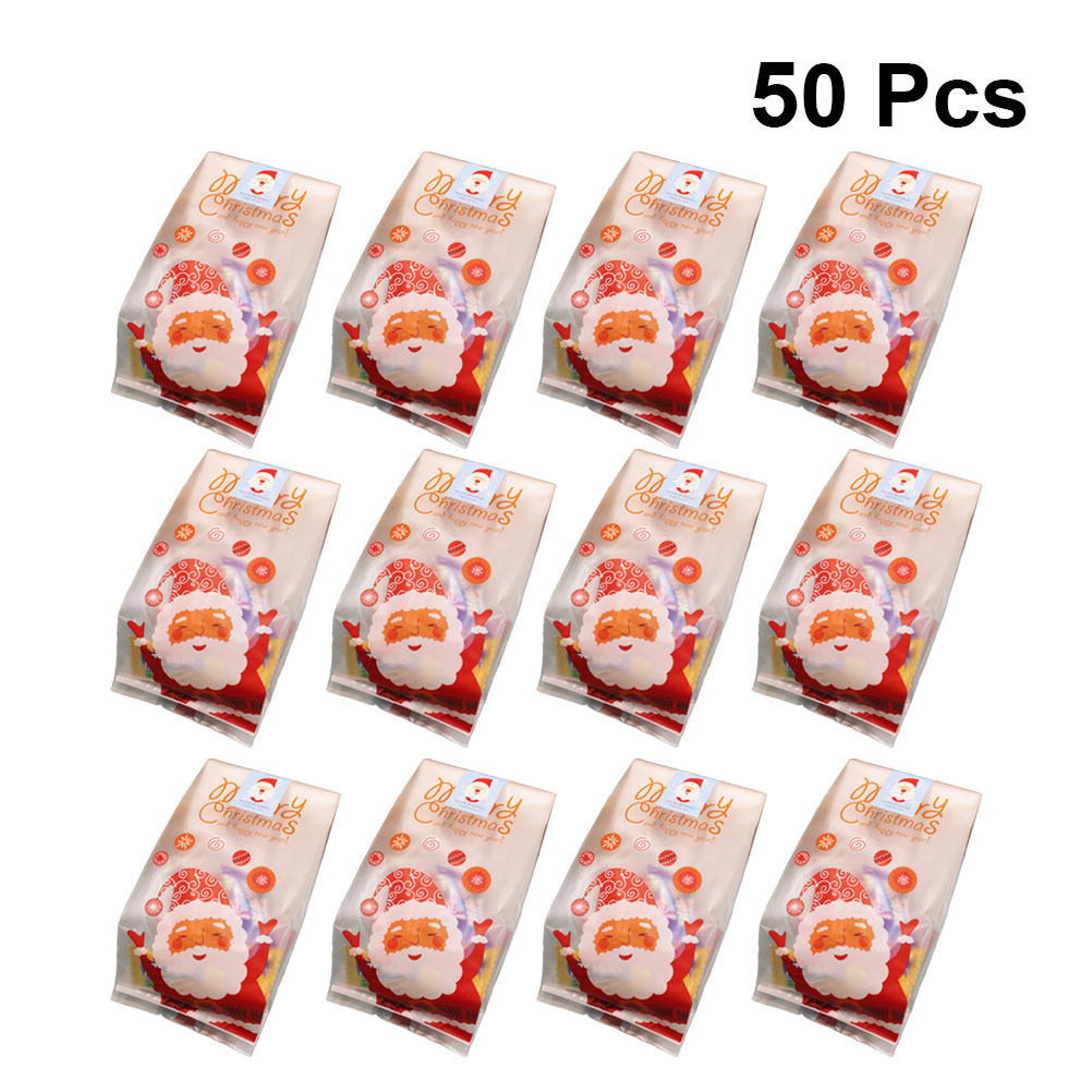 50개 플라스틱 베이킹 백 크리스마스 테마 선물 파우치 - Xmas Food Snacks 리뷰 및 가격