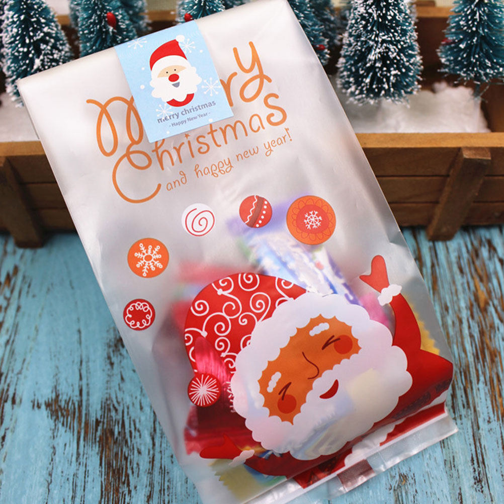 50개 플라스틱 베이킹 백 크리스마스 테마 선물 파우치 - Xmas Food Snacks 리뷰 및 가격