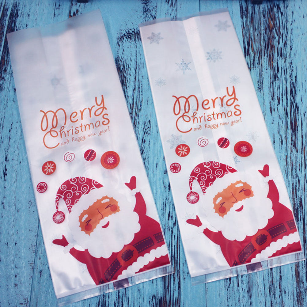 50개 플라스틱 베이킹 백 크리스마스 테마 선물 파우치 - Xmas Food Snacks 리뷰 및 가격