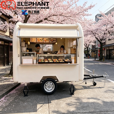 거리 노점용 원형 푸드 트레일러, 세련된 곡선형 스낵바 - Food Snacks Catering 리뷰 및 가격