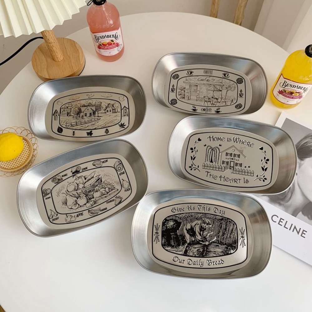 2PCS 빈티지 미국식 틴 트레이 스테인리스 스틸 스낵 - Food Snacks For Picnic 리뷰 및 가격