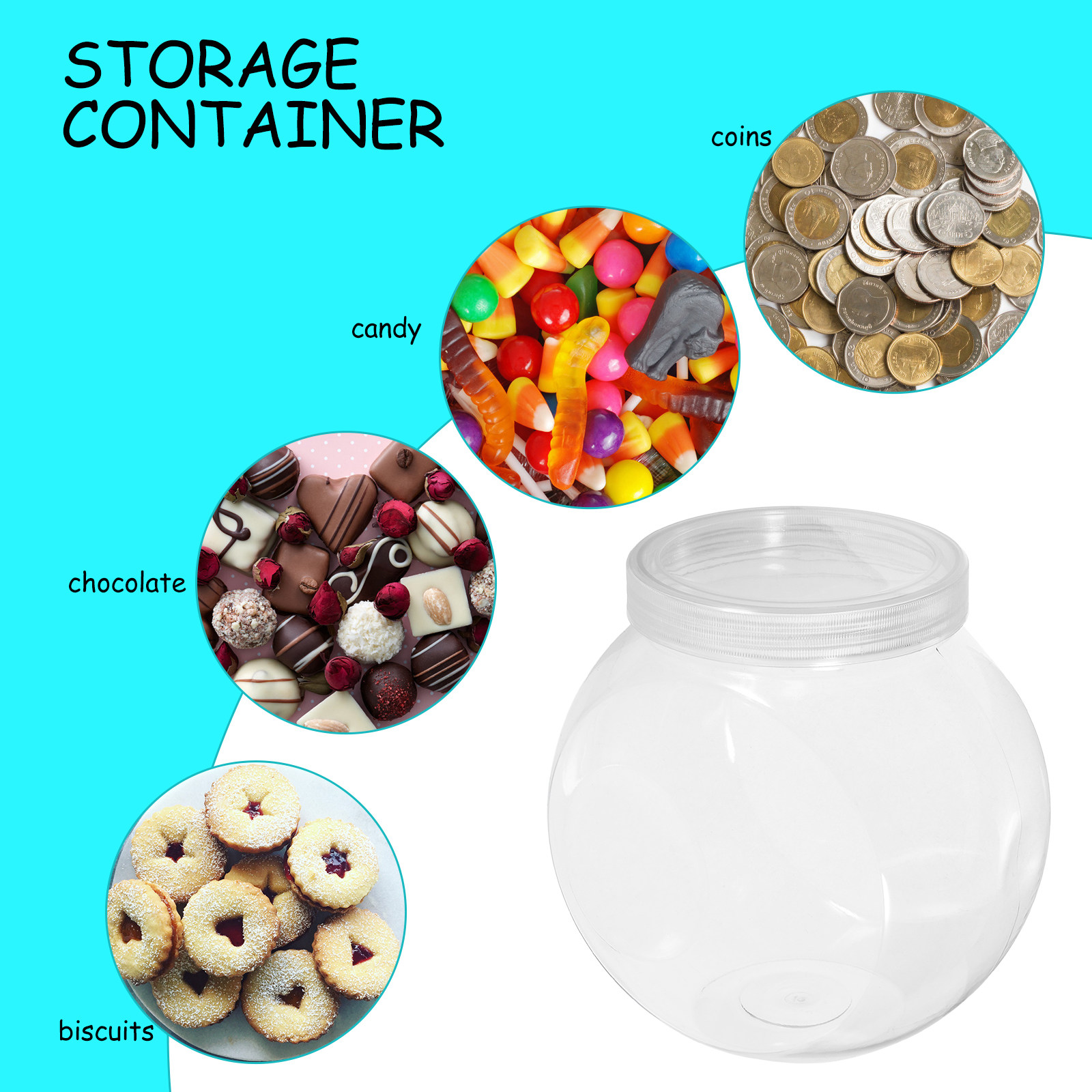 3개입 투명 스위트 자르 1500ml 원형 투명 캔디  - Dry Food Snacks 리뷰 및 가격