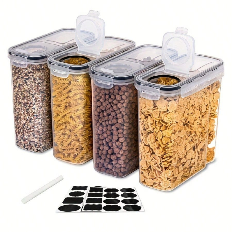 4개 세트 밀폐형 시리얼 건식품 보관 용기 주방 식료품 - Dry Food Snacks 리뷰 및 가격