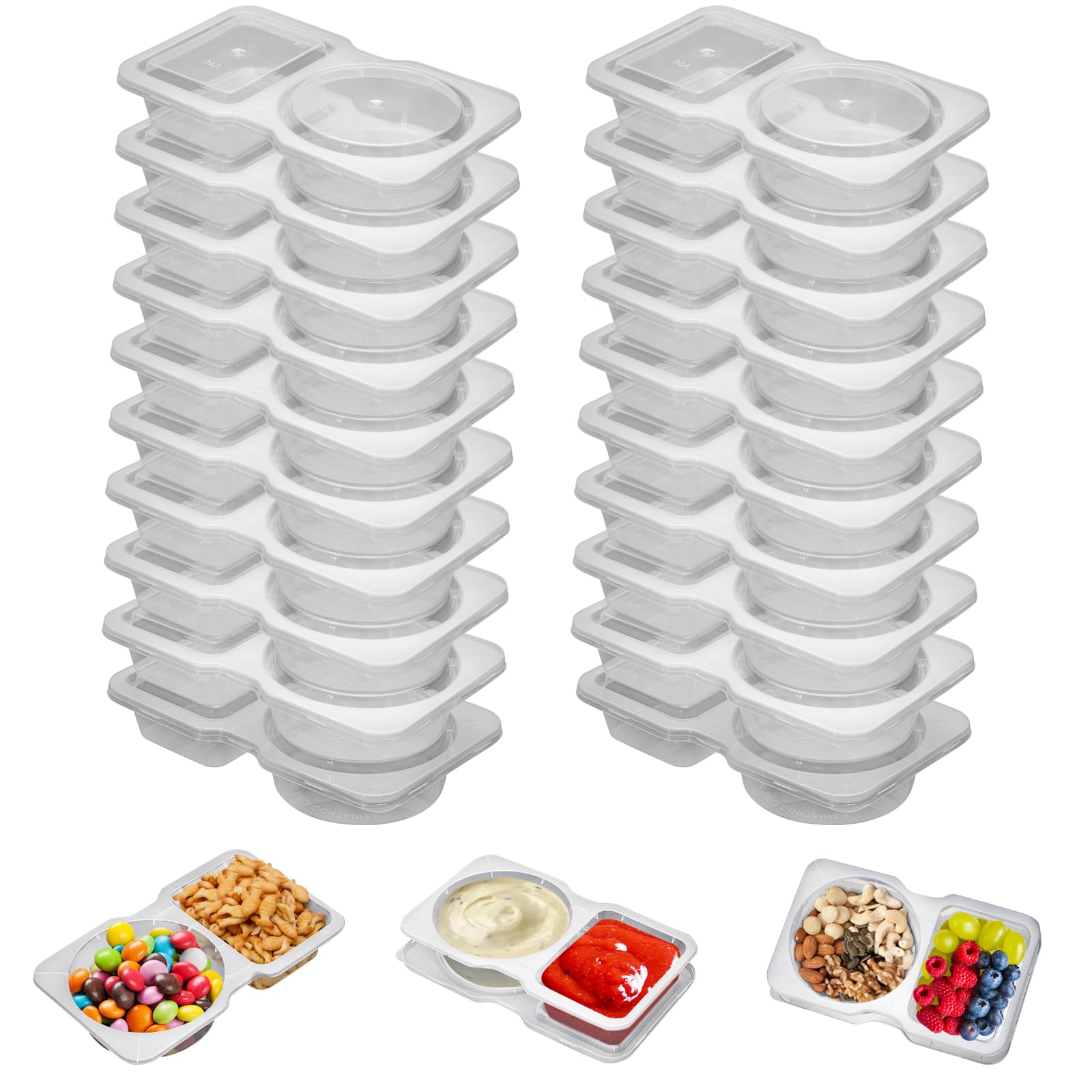 재사용 가능한 플라스틱 소스 용기, 이중 격자형 뚜껑  - Food Snacks For Picnic 리뷰 및 가격